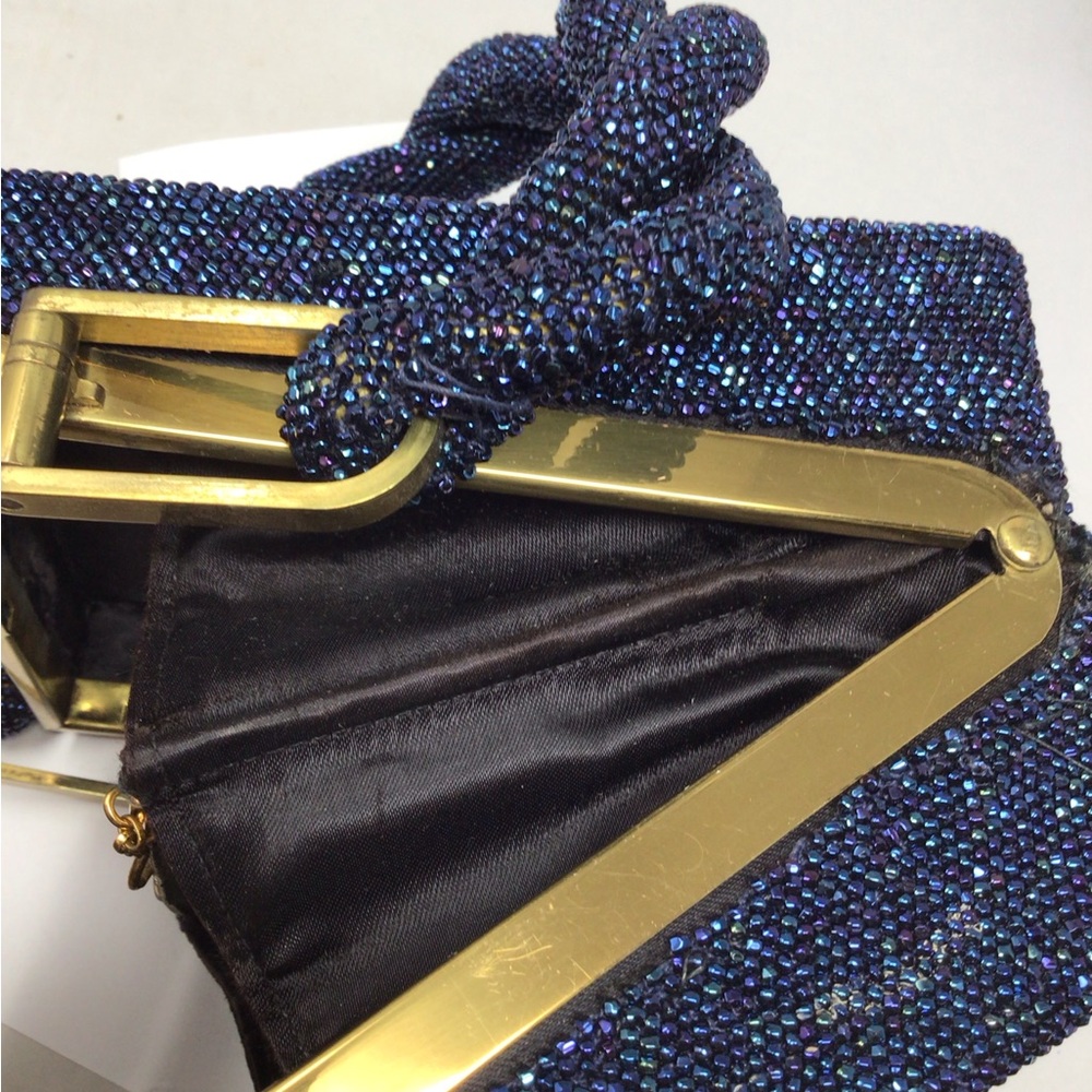 Vintage 1940’s Du Bonnette Elegant Blue glass Beaded evening Bag - Picture 7 of 13
